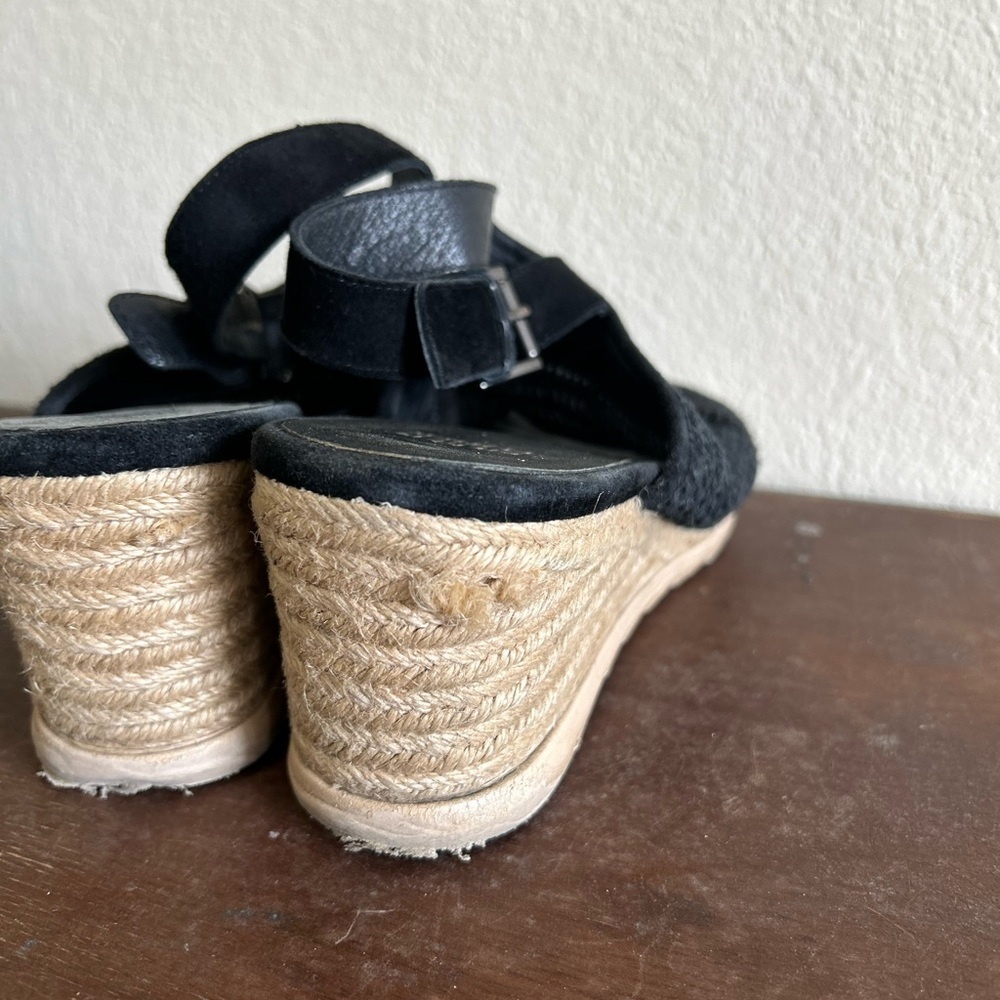 Eileen Fisher Women's Aura Slingback Espadrille Wedge Black Leather Twine Sz 9.5 - Picture 9 of 11
